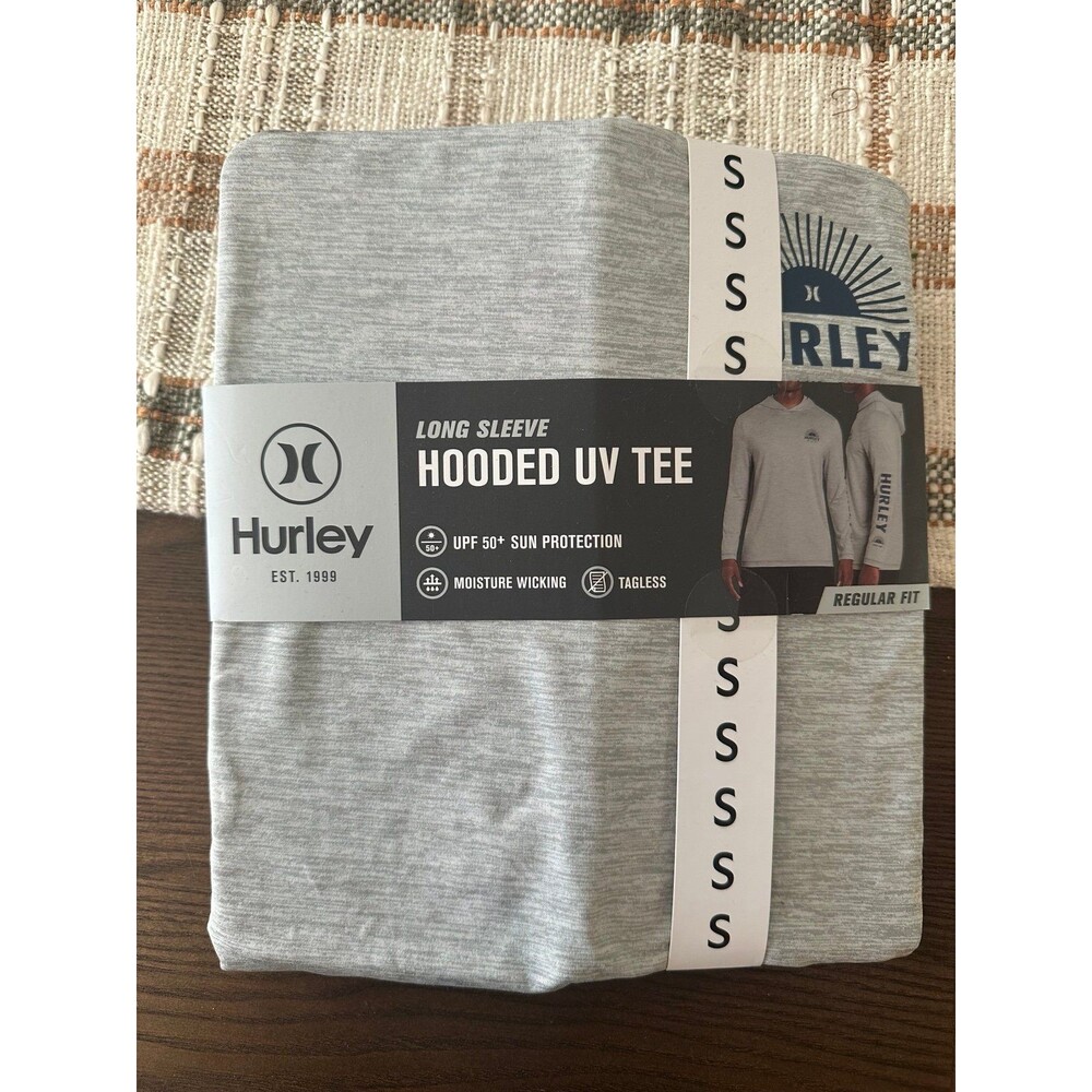 NWT Hurley Men’s Hooded UV Long Sleeve Tee – Small – Gray